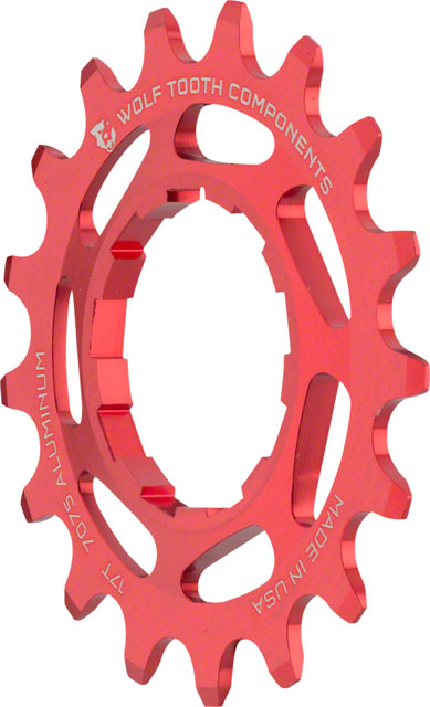 Wolf Tooth Single Speed Aluminum Cog - 17t, Compatible with 3/32" Chains, Red
