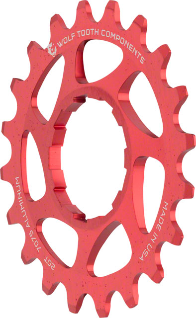 Wolf Tooth Single Speed Aluminum Cog - 20t, Compatible with 3/32" Chains, Red