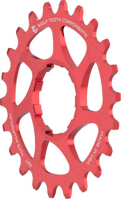 Wolf Tooth Single Speed Aluminum Cog - 22t, Compatible with 3/32" Chains, Red
