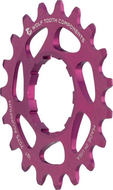 Wolf Tooth Single Speed Aluminum Cog - 19t, Compatible with 3/32" Chains, Purple