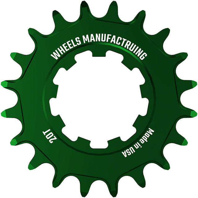 Wheels Manufacturing SOLO-SPEED Cog - 20t, Fits SOLO-SPLINE and SOLO-XD kits, Green