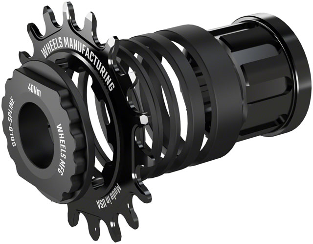 Wheels Manufacturing SOLO-SPLINE Micro Spline Single Speed Conversion Kit - 18t, For Shimano Micro Spline Hub Bodies, Black