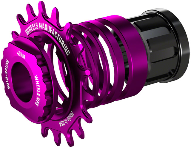 Wheels Manufacturing SOLO-SPLINE Micro Spline Single Speed Conversion Kit - 18t, For Shimano Micro Spline Hub Bodies, Purple
