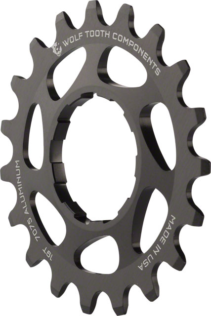 Wolf Tooth Single Speed Aluminum Cog - 19t, Compatible with 3/32" Chains, Black