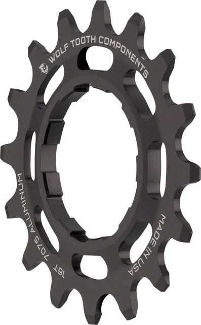 Wolf Tooth Single Speed Aluminum Cog - 16t, Compatible with 3/32" Chains, Black