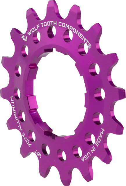 Wolf Tooth Single Speed Aluminum Cog - 16t, Compatible with 3/32" Chains, Purple