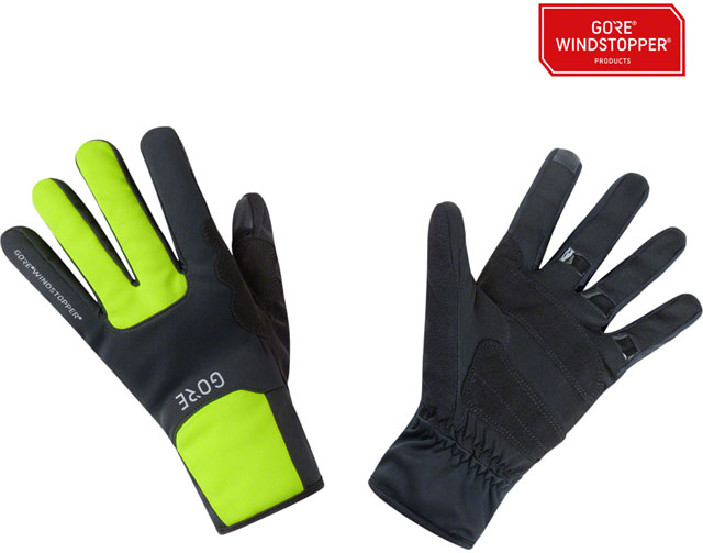 Gorewear M Windstopper Thermo Gloves - Black/Neon Yellow, Full Finger, Large