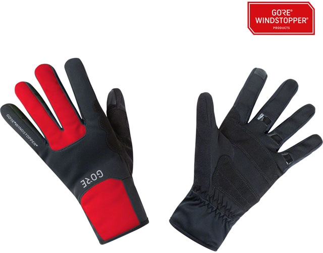 GORE M WINDSTOPPER Thermo Gloves - Black/Red, Full Finger, 2X-Large