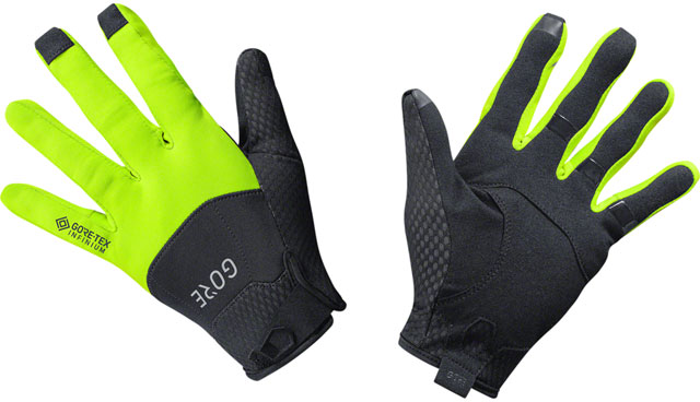 Gorewear C5 Gore Tex Infinium Gloves - Black/Neon Yellow, Full Finger, Medium