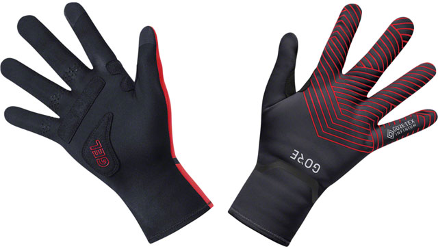 GORE C3 GORE-TEX INFINIUM™ Stretch Mid Gloves - Black/Red, Full Finger, Small
