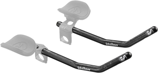 Vision TriMax Carbon Reversible Extensions, 385mm Length, J-Bend Shape, Aero Bar Add-on, Reversible Design – Carbon