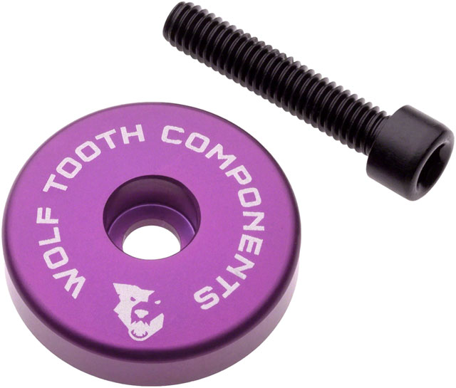 Wolf Tooth Ultralight Stem Cap with Integrated 5mm Spacer - 5mm Spacer, Ultraviolet Purple