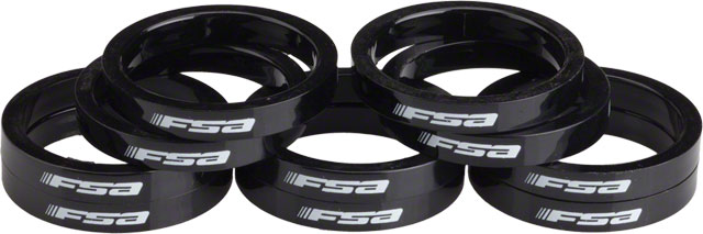 FSA Polycarbonate Headset Spacers 1 1/8" x 5mm 10 pcs Black