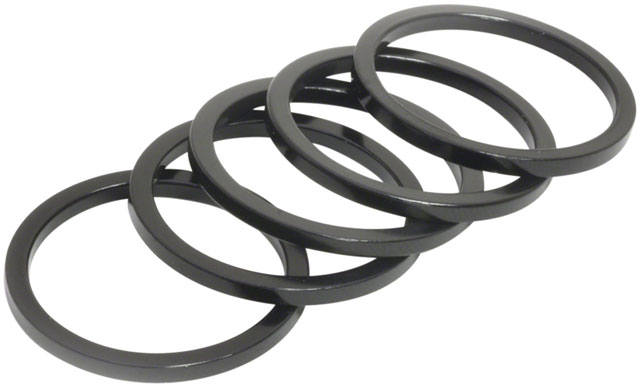 Wheels Manufacturing Aluminum Headset Spacer - 1-1/8", 2.5mm, Black, 5-pack