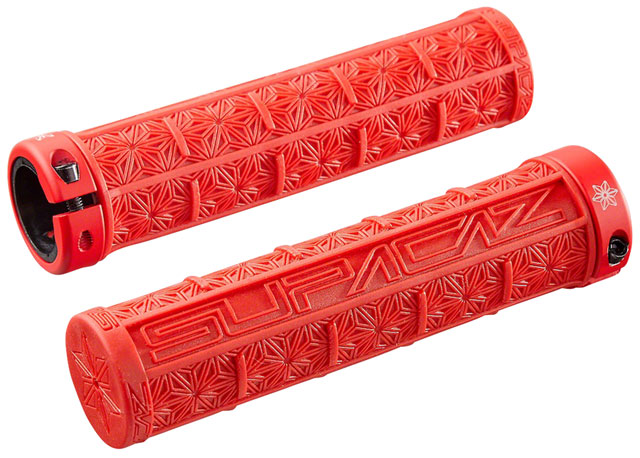 Supacaz Grizips Grips: Red with Black Star Ringz
