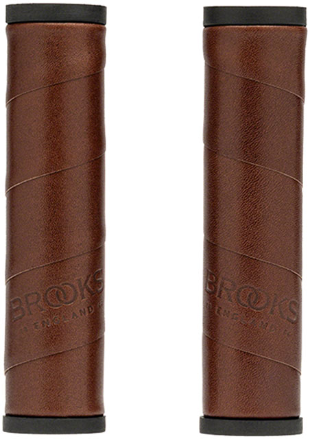 Brooks Willow Leather Grips - Antique Brown, 130/130mm