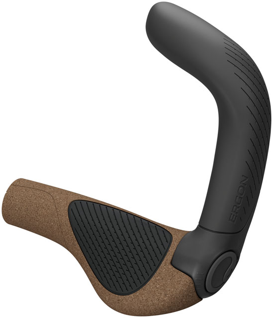 Ergon GP5 Evo BioKork Grips - Lock-On, Small, Black/Tan