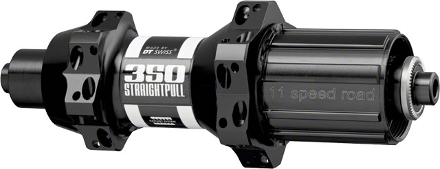DT Swiss 350 Rear Hub - QR x 130mm, Rim Brake, HG 11 Road, Black, 28H, Straight Pull, 18pt, Straight Pull