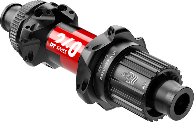 DT Swiss 240 EXP Rear Hub - 12 x 142mm, Center-Lock, Micro Spline, Black/Red, 24H, 36pt, Straight Pull