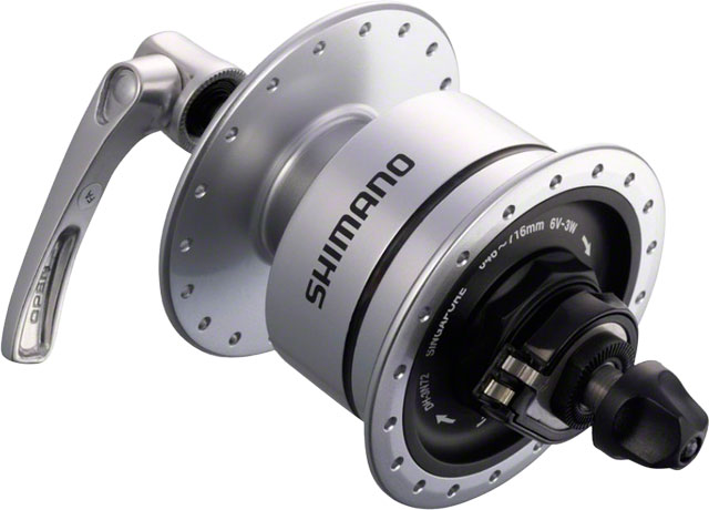 Shimano Deore LX DH-3N72 Dynamo Front Hub - QR x 100mm, Rim Brake, Silver, 36h