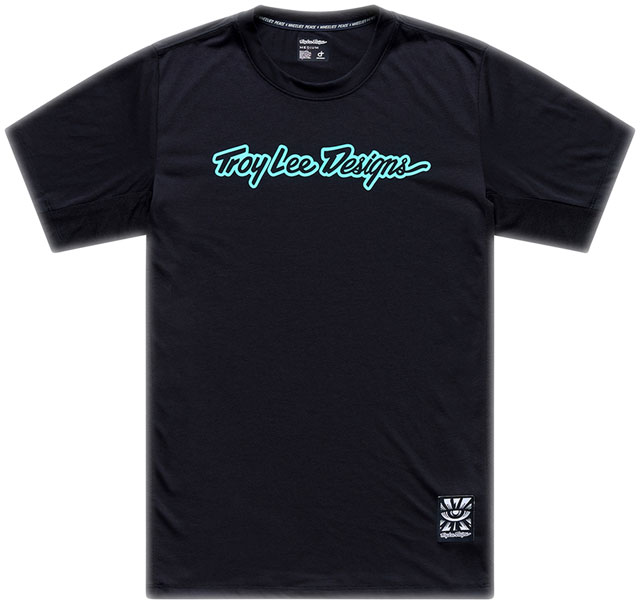 Troy Lee Designs Skyline Ride Short Sleeve Tee – Signature Black / Real Teal, Medium
