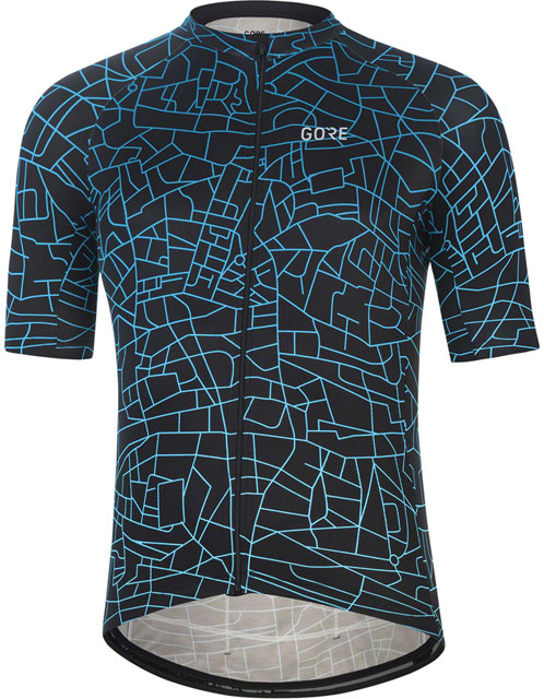 GORE® Wear Gotham Cycling Jersey - Black/Sphere Blue, Men's, Large