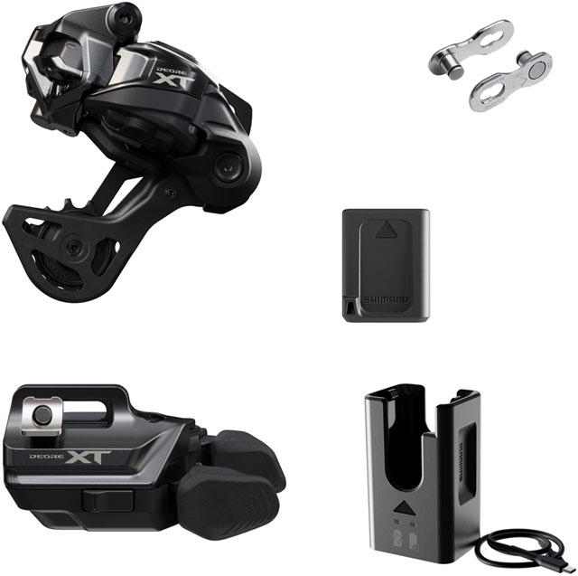 Shimano Deore XT M8250 Di2 Wireless Upgrade Kit - M8250-GS Rear Derailleur, M8250-IR I-SPEC EV Shifter, Battery, Charger, Quick Link