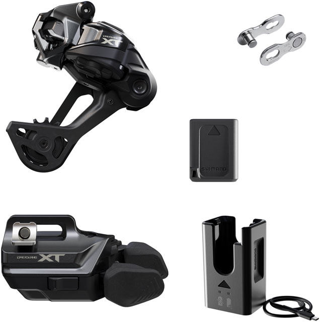 Shimano Deore XT M8250 Di2 Wireless Upgrade Kit - M8250-SGS Rear Derailleur, M8250-IR I-SPEC EV Shifter, Battery, Charger, Quick Link