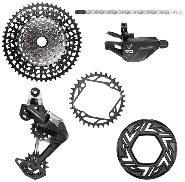SRAM Eagle 90 Ebike Groupset - No Crank, 34T 104bcd, Clip-on Guard, Chain, XS-1275 10-52t, Single Click Shifter, Rear Derailleur