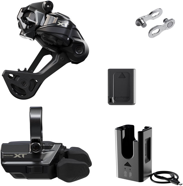 Shimano Deore XT M8250 Di2 Wireless Upgrade Kit - M8250-SGS Rear Derailleur, M8250-R Shifter, Battery, Charger, Quick Link
