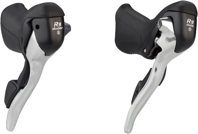 microSHIFT R9 Drop Bar Brake/Shift Lever Set - 2 x 9-Speed, Short Reach, Shimano Compatible, Silver