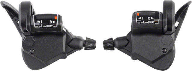 microSHIFT TS38 Thumb-Tap Shifter Set - 6 Speed, Triple, Optical Gear Indicator, Shimano Compatible
