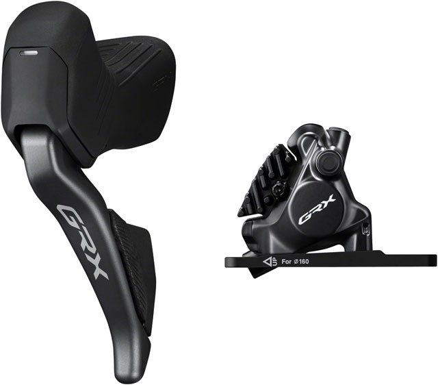 Shimano GRX ST-RX825 Di2 Shift/Brake Lever with BR-RX820 Hydraulic Disc Brake Caliper - Left/Front, 2x, Flat Mount Caliper, Black