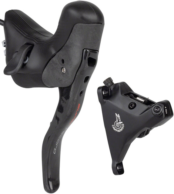 Campagnolo Super Record Ergopower EPS Hydraulic Brake/Shift Lever and Disc Caliper - Left/Front, 12-Speed, 160mm Flat Mount Caliper, Black