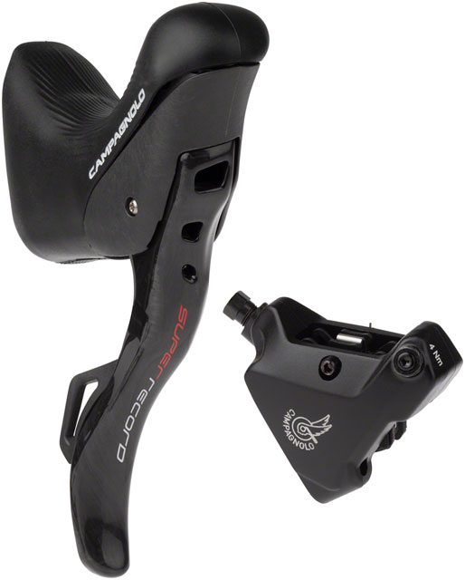 Campagnolo Super Record Ergopower EPS Hydraulic Brake/Shift Lever and Disc Caliper - Right/Rear, 12-Speed, 140mm Flat Mount Caliper, Black