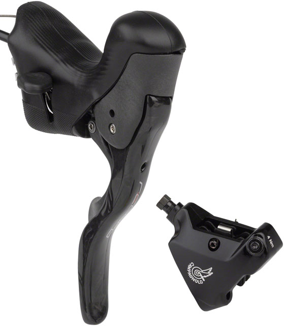Campagnolo Record Ergopower Hydraulic Brake/Shift Lever and Disc Caliper - Left/Front, 12-Speed, 160mm Flat Mount Caliper, Black