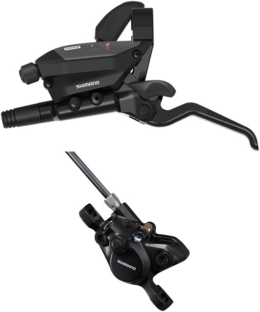 Shimano ST-EF515-2L EZ Fire Plus Shift/Brake Lever with BR-MT200 Disc Brake Caliper - Left/Front, 2x Shift, Post Mount, 2-Piston,  Black