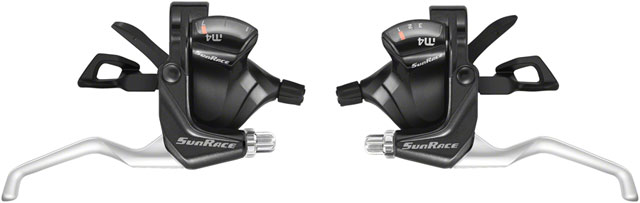 SunRace M406 ST Trigger Brake/Shift Lever Set - 3x7-Speed, For V-Brakes, Black/Silver