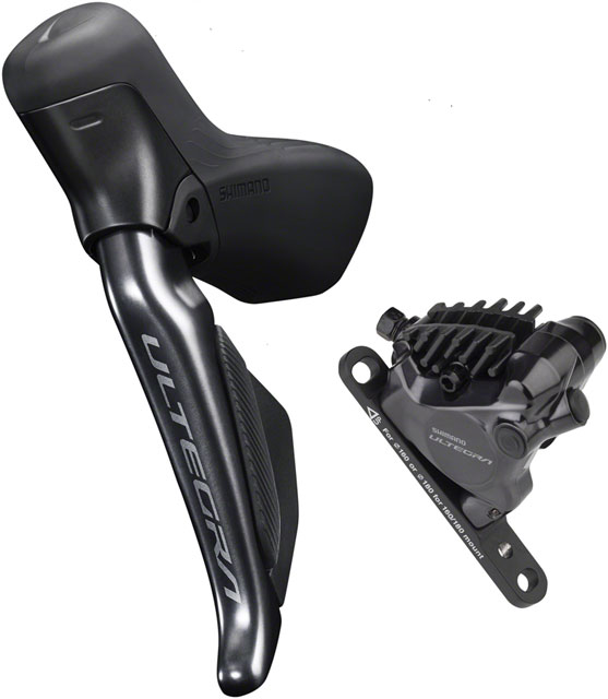 Shimano Ultegra ST-R8170F Di2 Shift/Brake Lever with BR-R8170 Hydraulic Disc Brake Caliper - Left/Front, 2x, Flat Mount, Black