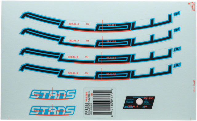 Stan's No Tubes Flow CB7 Rim Decal - 27.5", Blue, Set