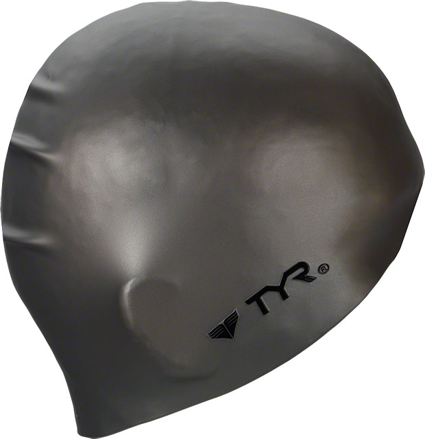 TYR Wrinkle-Free Silicon Swim Cap: Silver