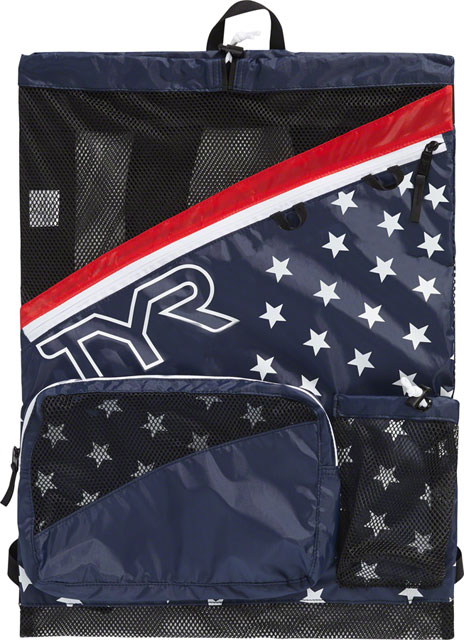 TYR Elite Team Mesh Backpack - 40L, Red/Navy