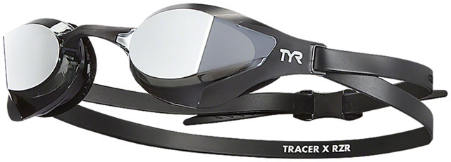 TYR Tracer X RZR Mirrored Adult Swim Goggles - Black/Black, Silver Mirror Lens
