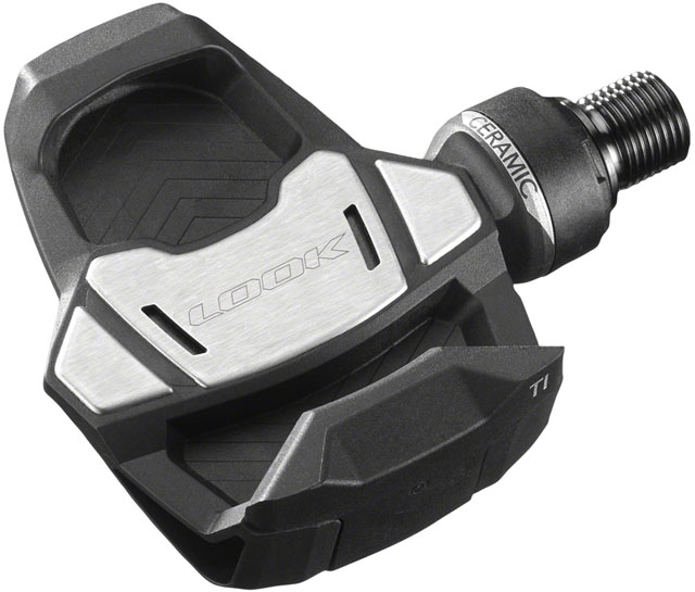 LOOK KEO Blade Carbon Ceramic Ti Pedals - Single Sided Clipless, Titanium, 9/16", Black. 53mm QF, 12Nm