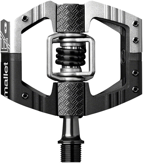 Crankbrothers Mallet Enduro Pedals - Dual Sided Clipless with Platform, Aluminum, 9/16", Black/Silver, Long Spindle