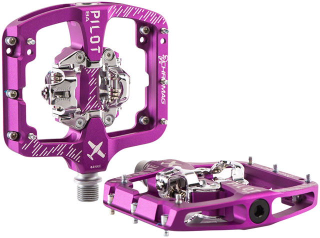 Chromag Pilot BA Pedals - Dual Sided Clipless, 9/16", Purple, Wide