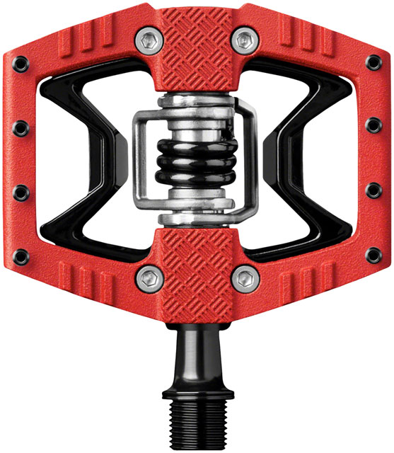 Crankbrothers Double Shot 3 Pedals - Single Side Clipless with Platform, Aluminum, 9/16", Red/Black