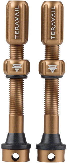 Teravail Alloy Tubeless Valves - Pair, 48mm, Matte Copper
