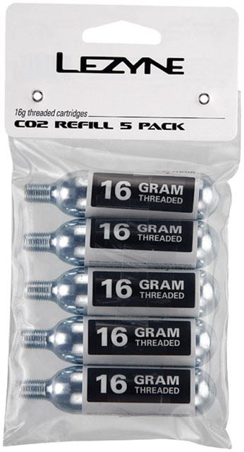 Lezyne 16g CO2 Cartridge, Pack of 5
