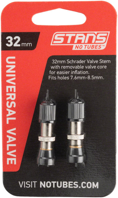 Stan's Tubeless Universal Valve Stems - Brass, 32mm, Universal Schrader, Pair